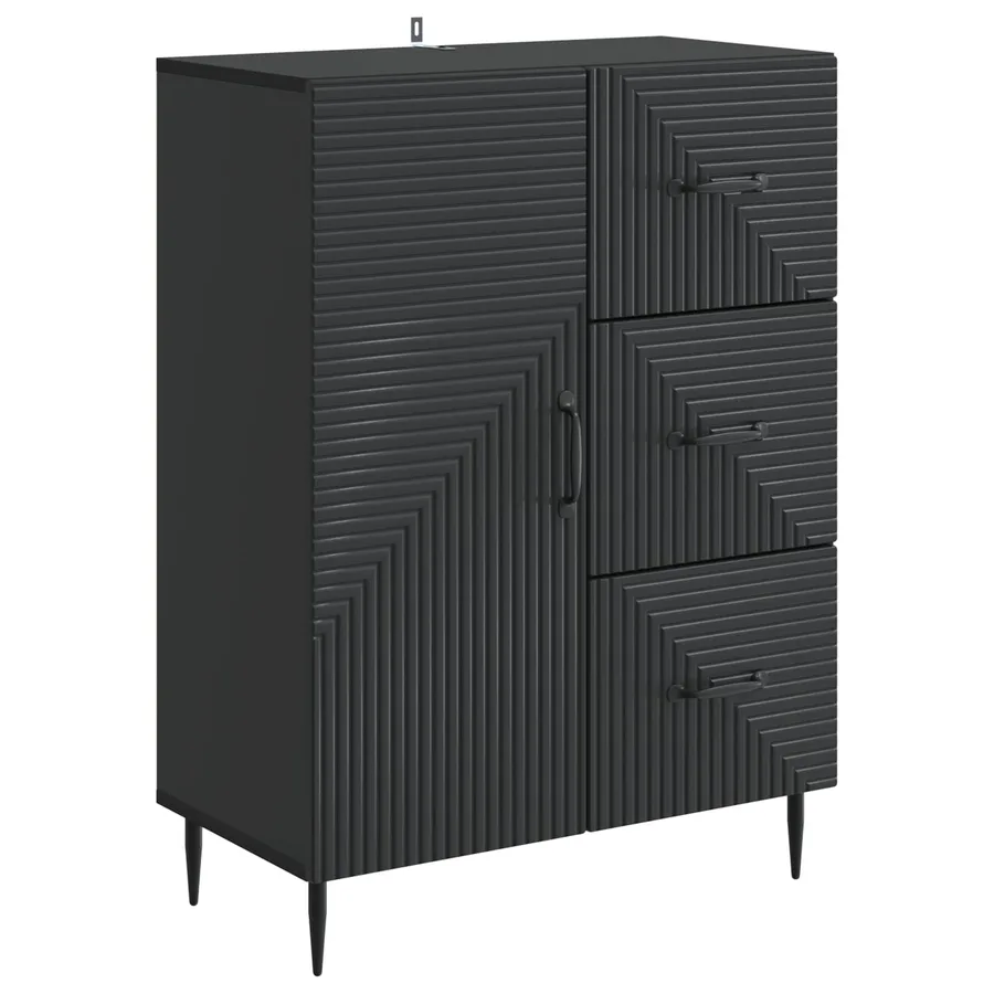 Buffet avec tiroir Noir 66 x 34,5 x 89,5 cm Bois d'ingénierie - 2