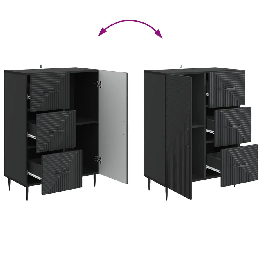 Buffet avec tiroir Noir 66 x 34,5 x 89,5 cm Bois d'ingénierie - 8