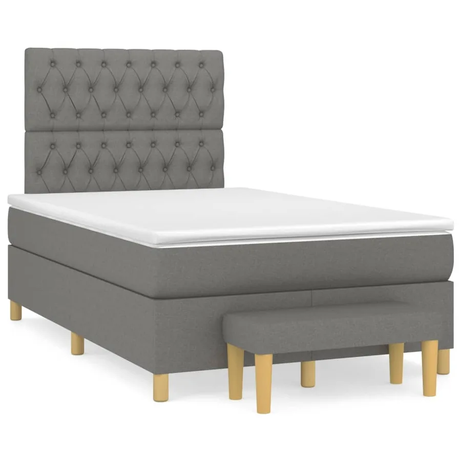 Sommier à lattes de lit avec matelas Gris foncé 120x200cm Tissu - 2