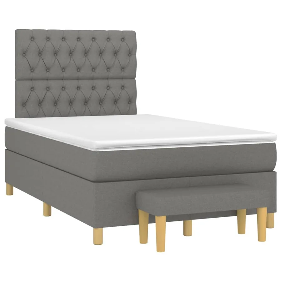 Sommier à lattes de lit avec matelas Gris foncé 120x200cm Tissu - 3