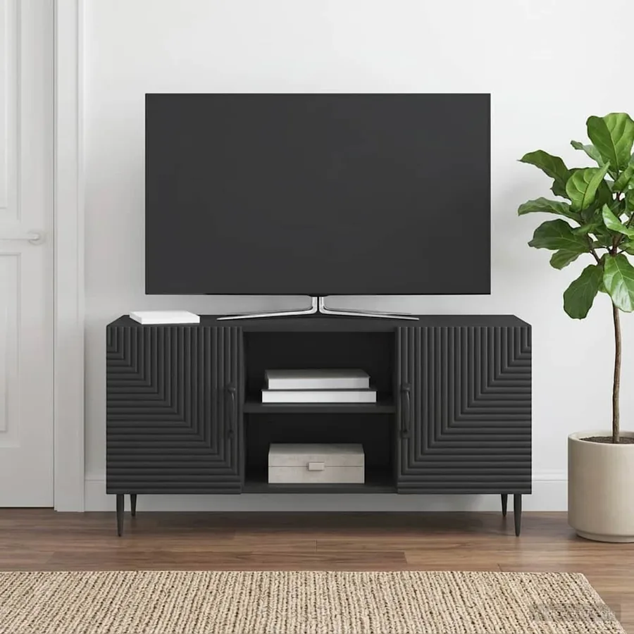 Meuble TV Noir 102 x 34,5 x 50 cm Bois d'ingénierie