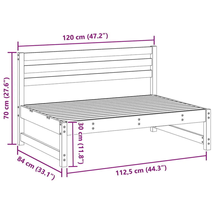 Sofa de jardin milieu Pin massif Brun Ciré 120 x 84 x 70 cm - 7