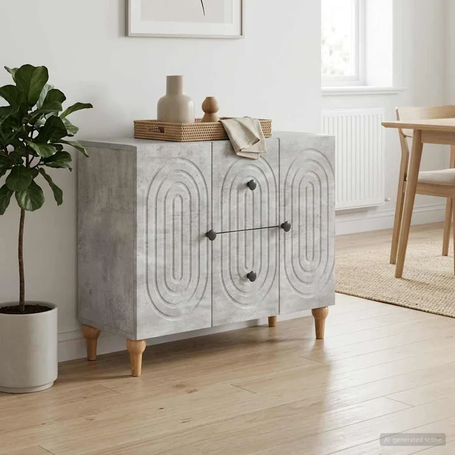 Meuble TV Gris béton 89 x 34,5 x 60 cm Bois d'ingénierie