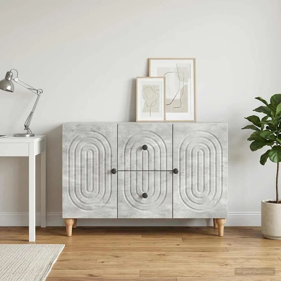 Meuble TV Gris béton 89 x 34,5 x 60 cm Bois d'ingénierie - 4