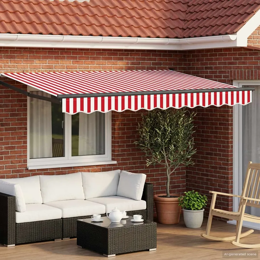 Auvent rétractable électrique Rouge et blanc 3 x 2,5 m