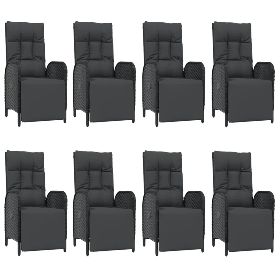 Ensemble à manger jardin 9pcs et coussins noir résine tressée - 4