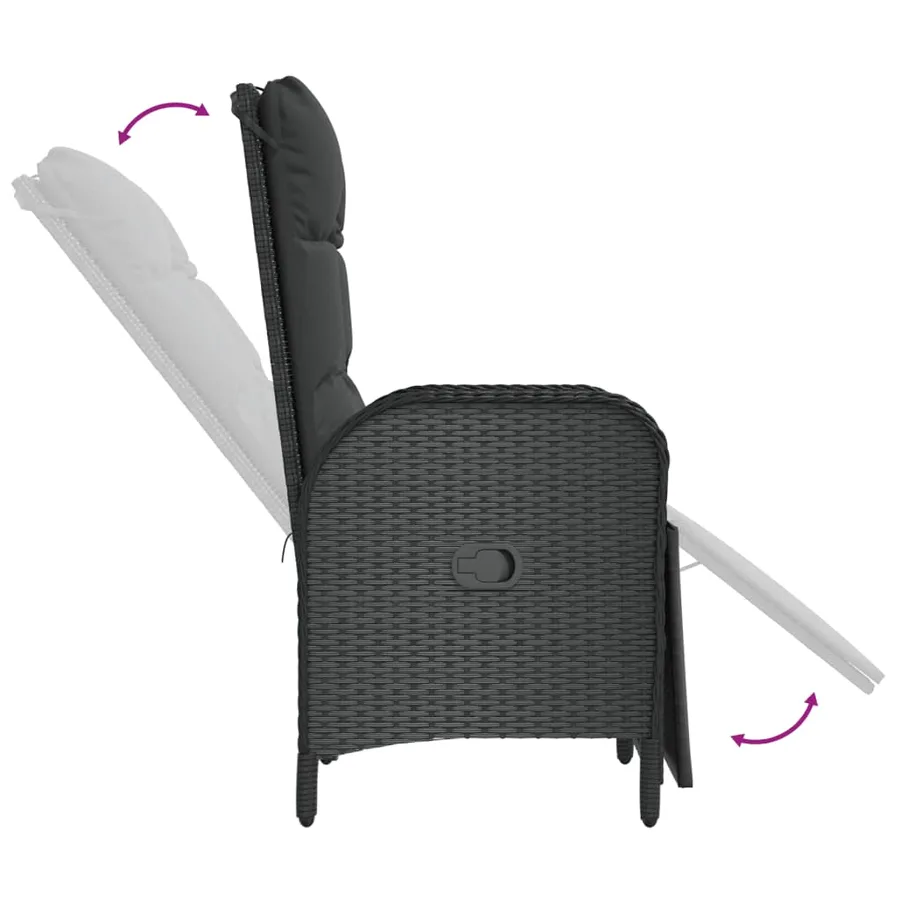 Ensemble à manger jardin 9pcs et coussins noir résine tressée - 6
