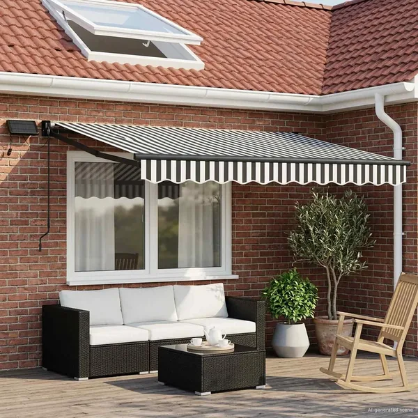 Auvent rétractable électrique Anthracite et blanc 3,5 x 2 m