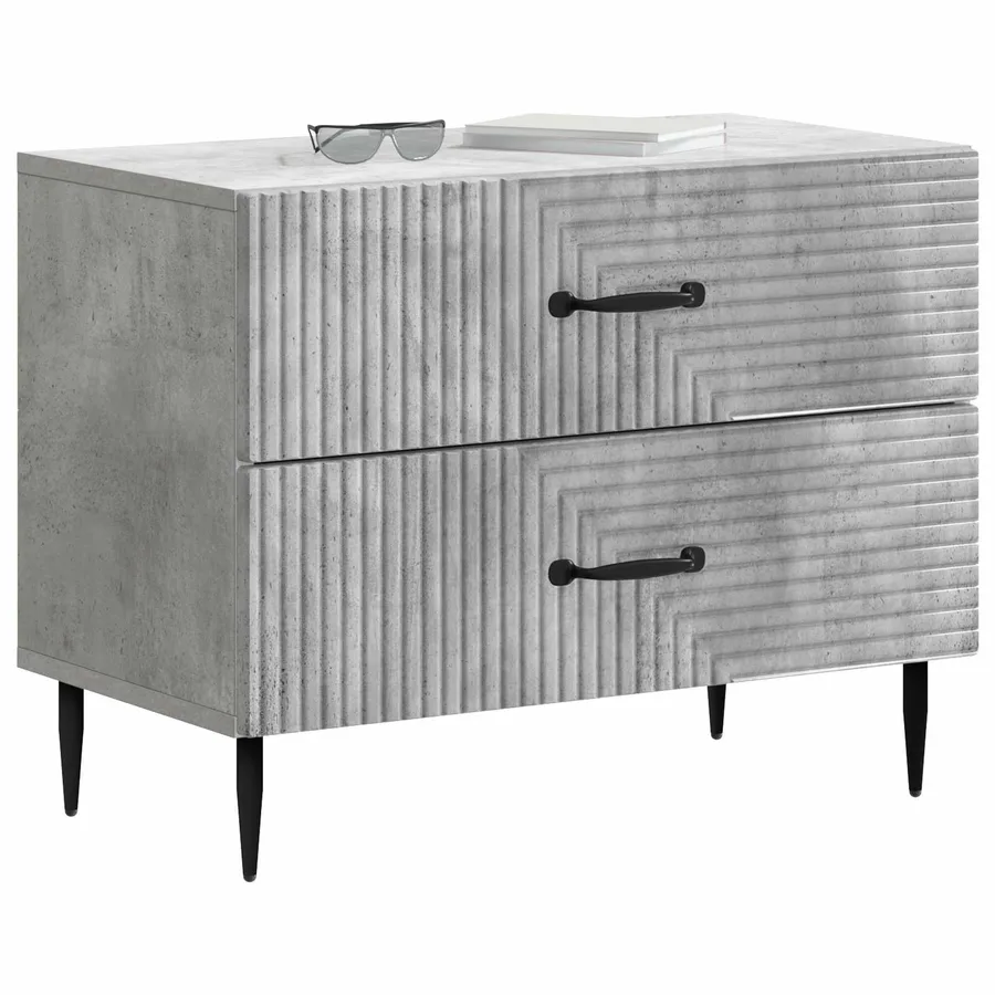 Cabinet de chevet avec tiroir Gris béton 62 x 34,5 x 47,5 cm - 3