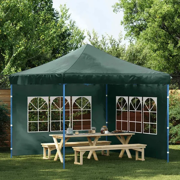 Paroi de tente de réception 2 pcs avec fenêtre PE Vert