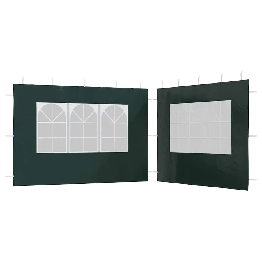 Paroi de tente de réception 2 pcs avec fenêtre PE Vert - 2