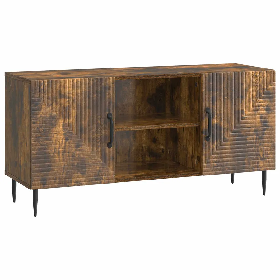 Meuble TV Chêne fumé 102 x 34,5 x 50 cm Bois d'ingénierie - 2