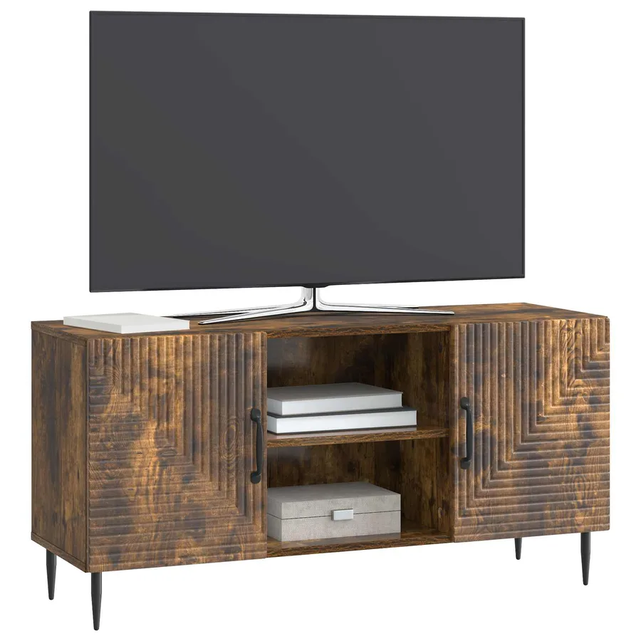 Meuble TV Chêne fumé 102 x 34,5 x 50 cm Bois d'ingénierie - 3