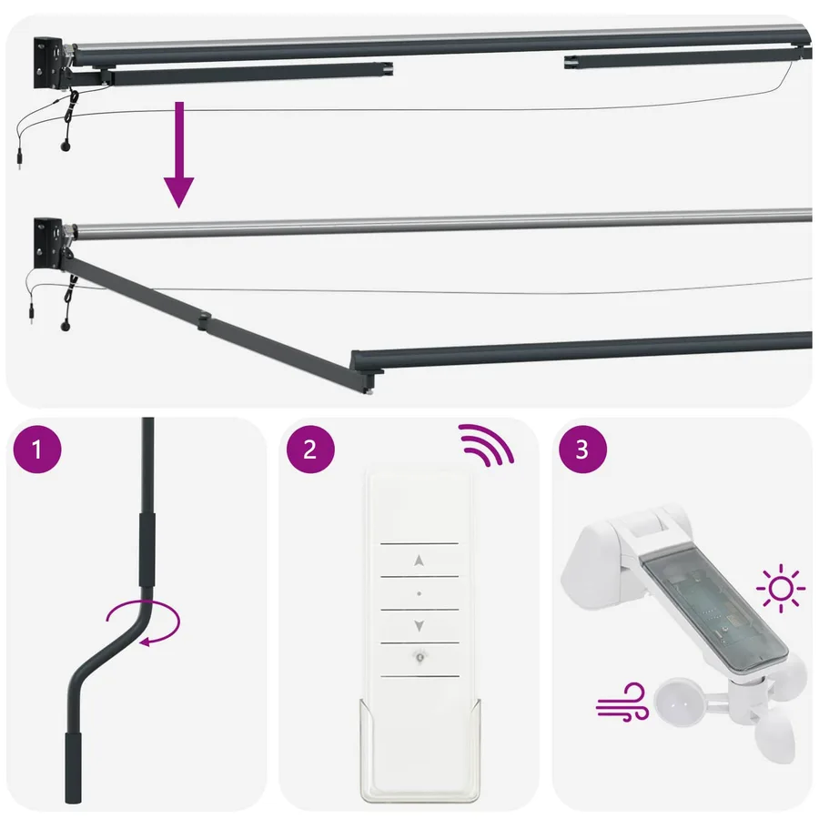 Cadre de store rétractable électrique Anthracite 3,5 x 2,5 m - 11