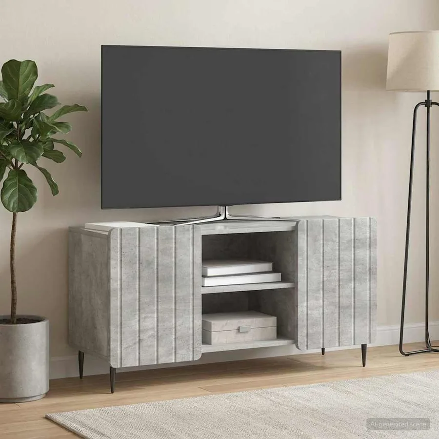 Meuble TV Gris béton 102 x 34,5 x 52 cm Bois d'ingénierie - 4