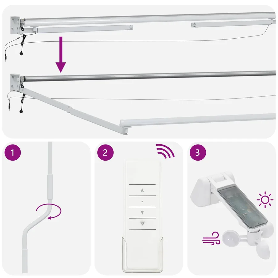 Auvent rétractable électrique Multicolore 5 x 3 m - 12
