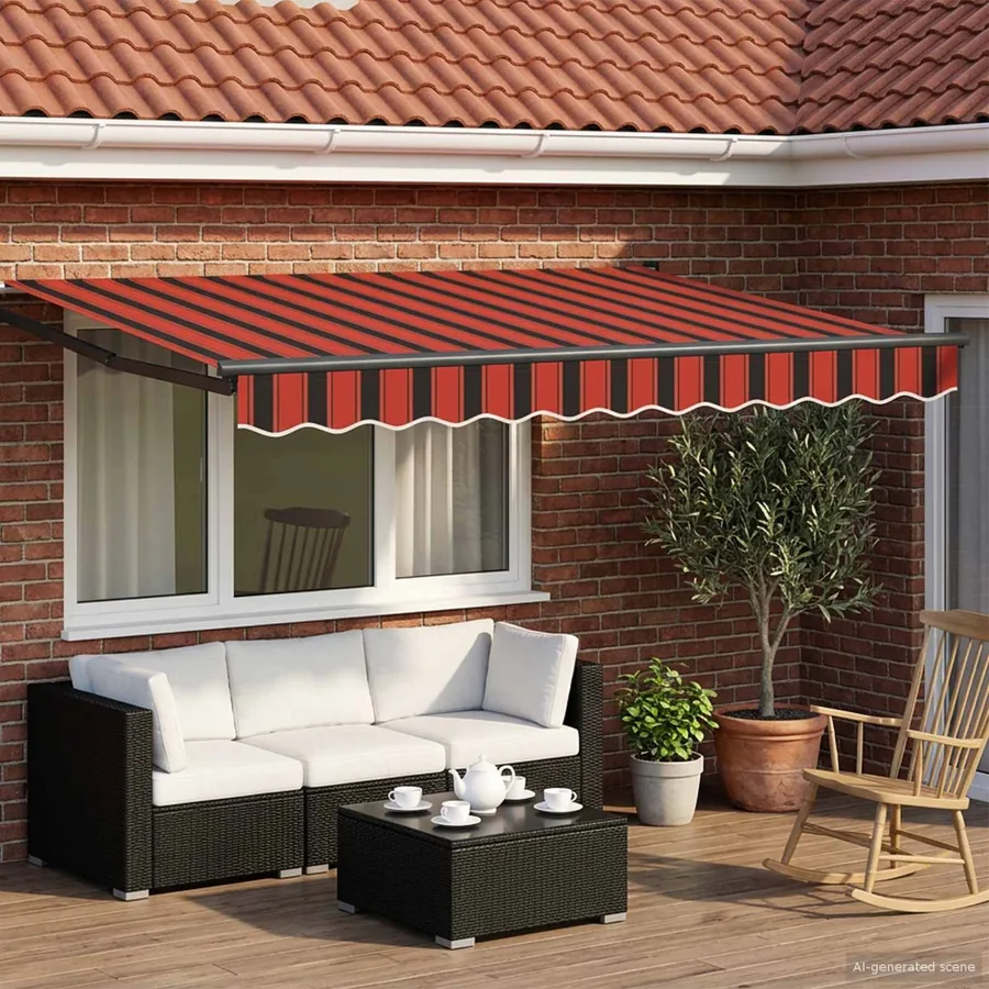 Auvent rétractable électrique Orange et marron 3,5 x 2,5 m