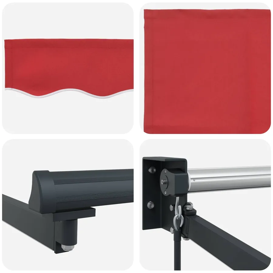 Store rétractable manuel avec LEDs Rouge et Anthracite 4 × 3 m - 9