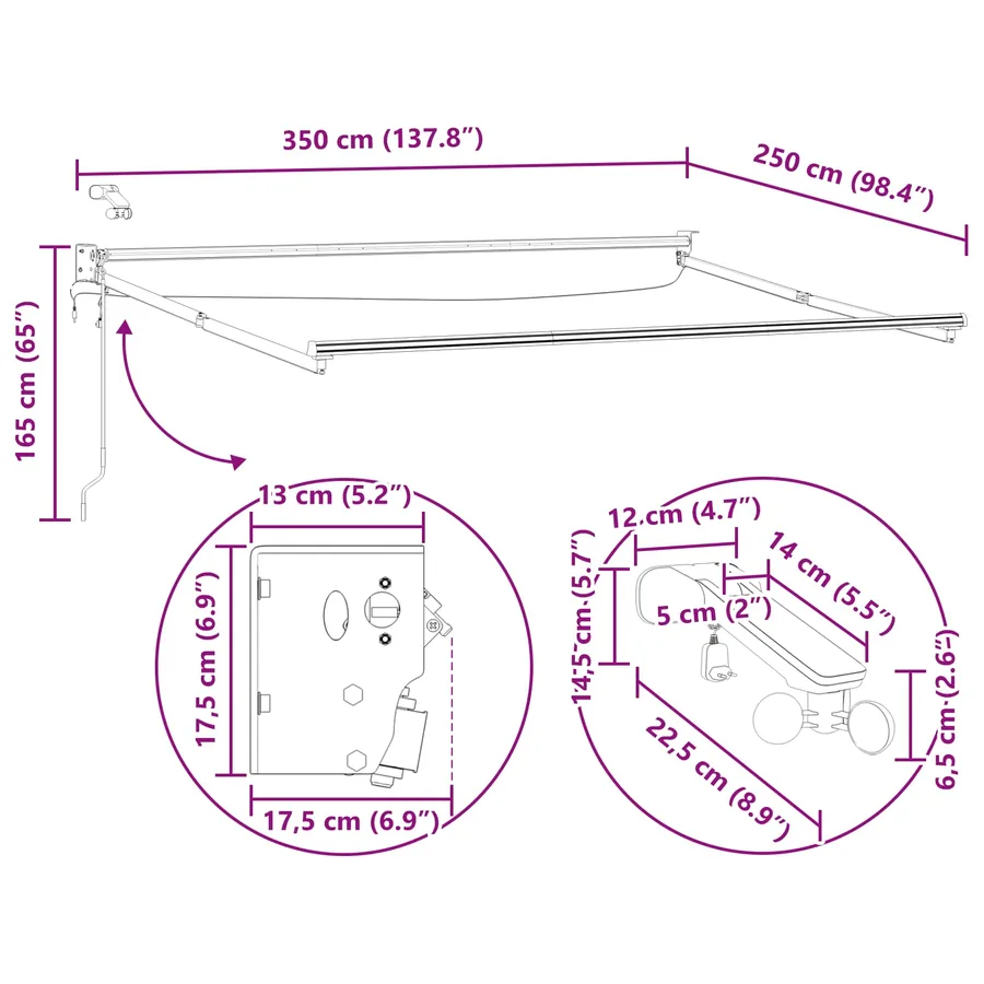 Auvent rétractable électrique Orange et marron 3,5 x 2,5 m - 15