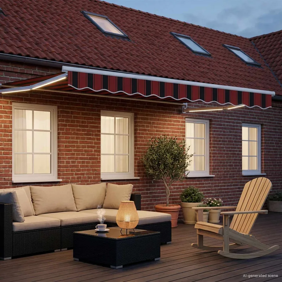 Auvent rétractable électrique Orange et marron 3,5 x 2,5 m - 3