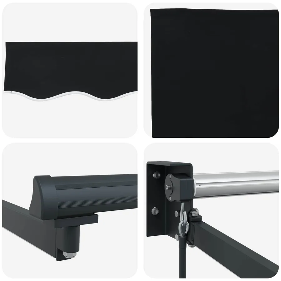 Store rétractable manuel avec LEDs Noir et anthracite 4 × 3 m - 9