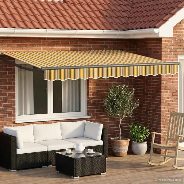 Auvent rétractable électrique Jaune et Gris 3,5 x 2,5 m