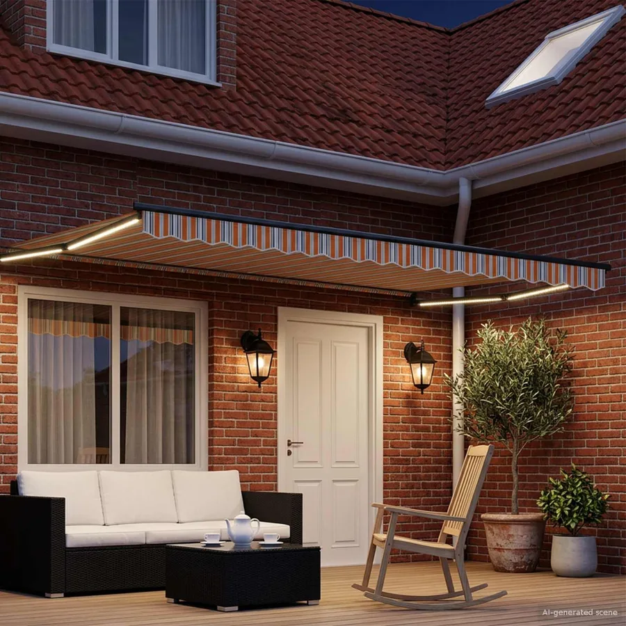 Store rétractable manuel avec LEDs 4 × 3 m - 3