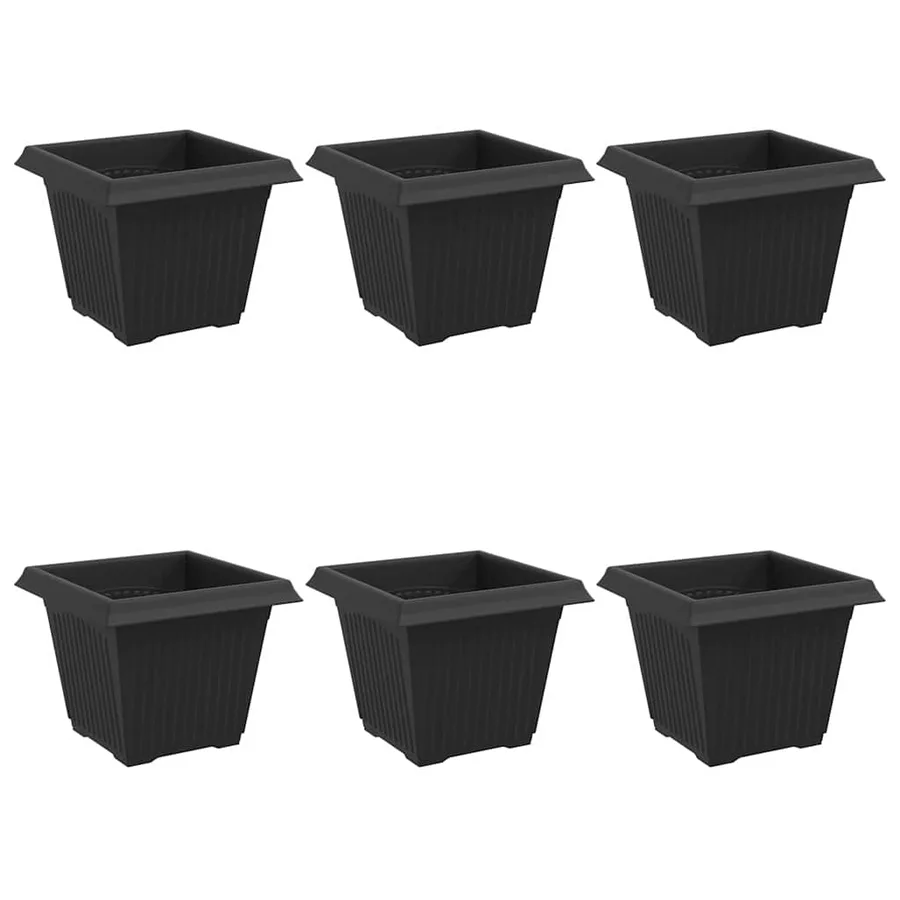 Pot de Fleurs Carré 6 pcs Noir 20 x 20 x 16 cm Plastique - 2