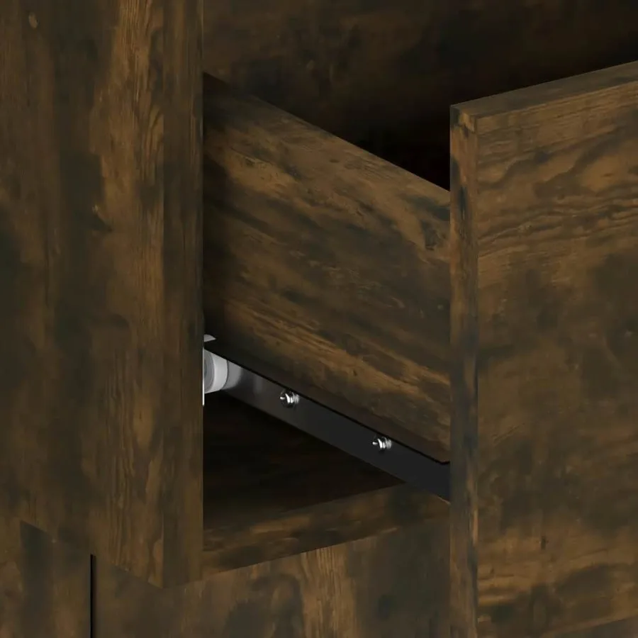 Tête de lit avec armoires Chêne fumé Bois d'ingénierie - 6