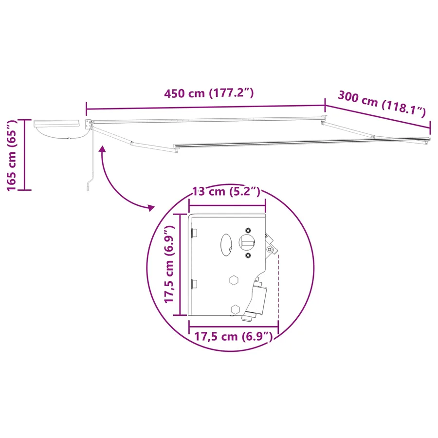 Auvent rétractable électrique Multicolore 4,5 × 3 m - 12