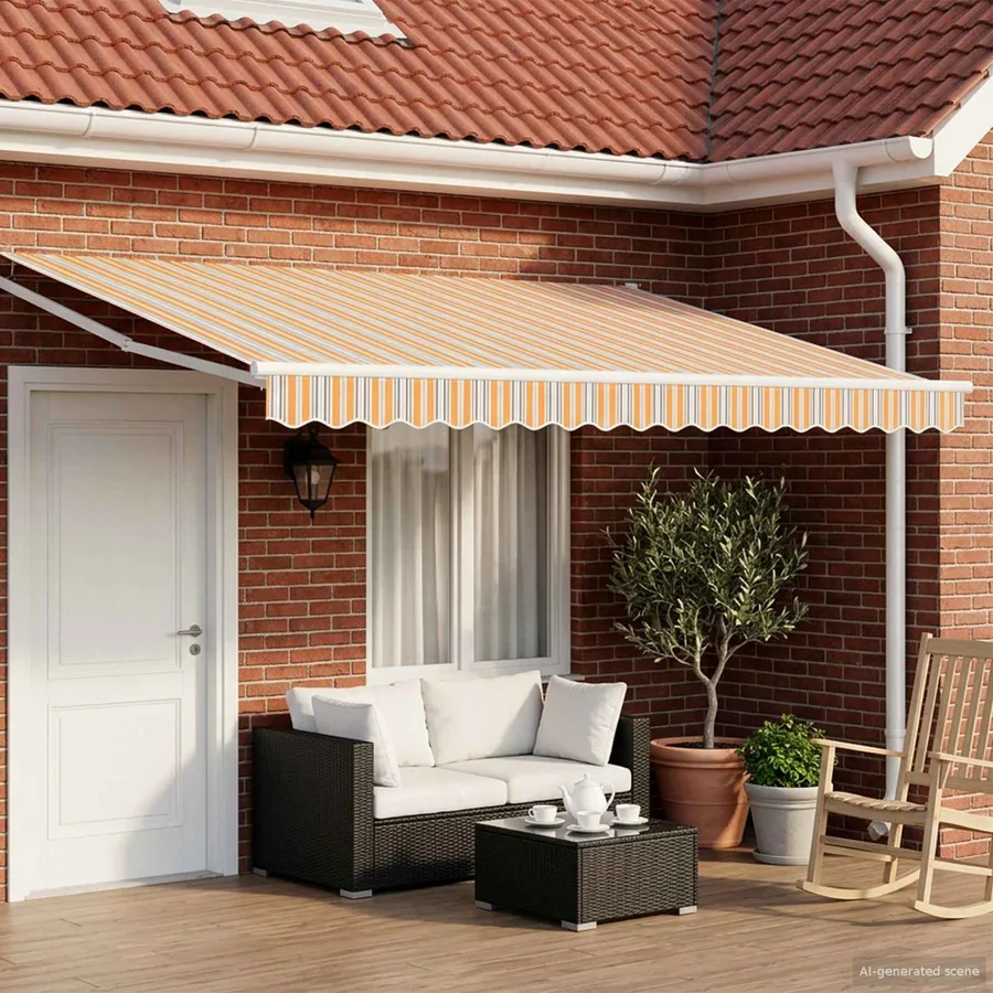 Auvent rétractable électrique Gris, Orange, Blanc 4,5 × 3 m