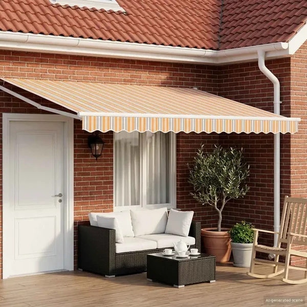 Auvent rétractable électrique Gris, Orange, Blanc 4,5 × 3 m