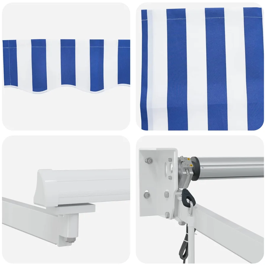 Auvent rétractable électrique Bleu et Blanc 4,5 × 3 m - 7