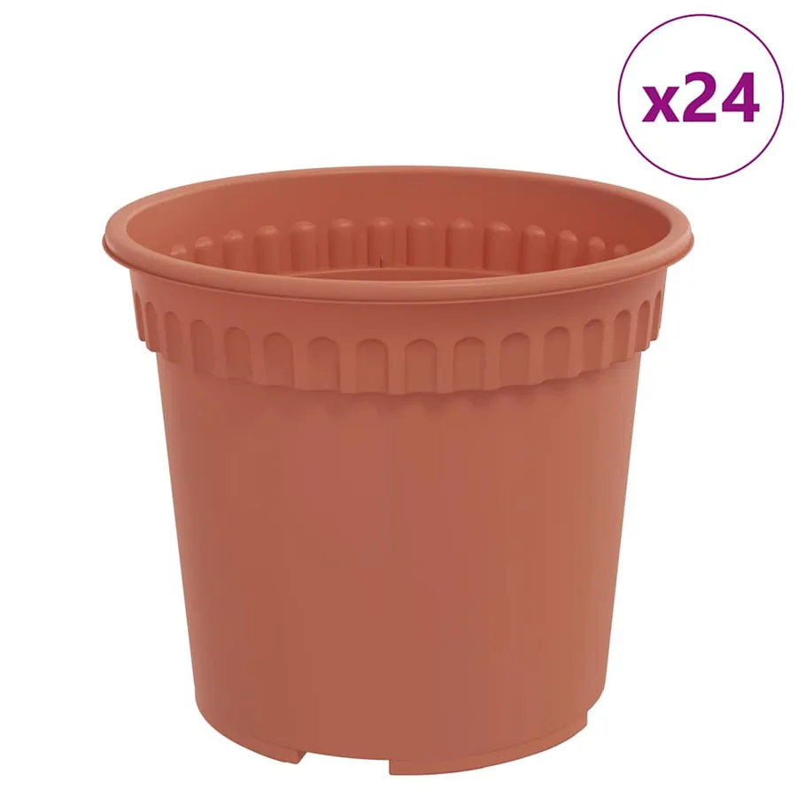 Pot à fleurs rond 24 pcs Rouge brique Ø 15 x 12 cm Plastique - 2