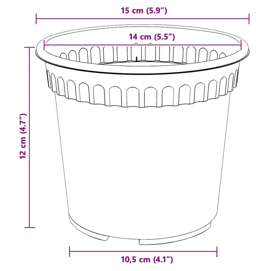 Pot à fleurs rond 24 pcs Rouge brique Ø 15 x 12 cm Plastique - 9