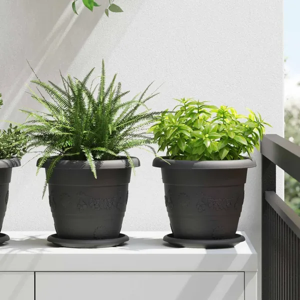 Pots de plantes 24 pcs Noir Ø 22 x 18 cm Plastique