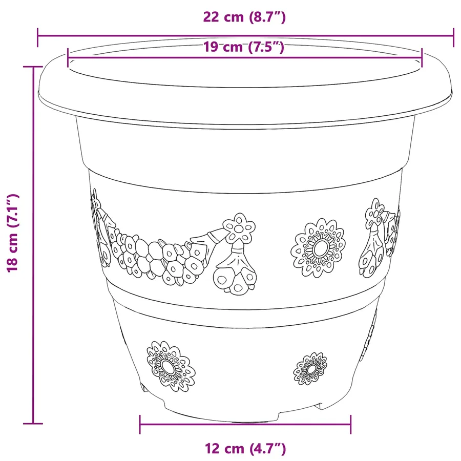 Pots de plantes 24 pcs Noir Ø 22 x 18 cm Plastique - 11