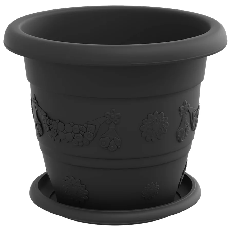 Pots de plantes 24 pcs Noir Ø 22 x 18 cm Plastique - 5