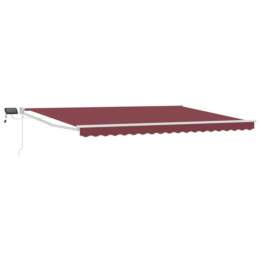 Store rétractable manuel avec LEDs Bourgogne et Blanc 4 x 2 m - 2