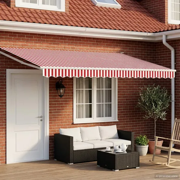 Auvent rétractable Rouge et Blanc 4 x 2 m