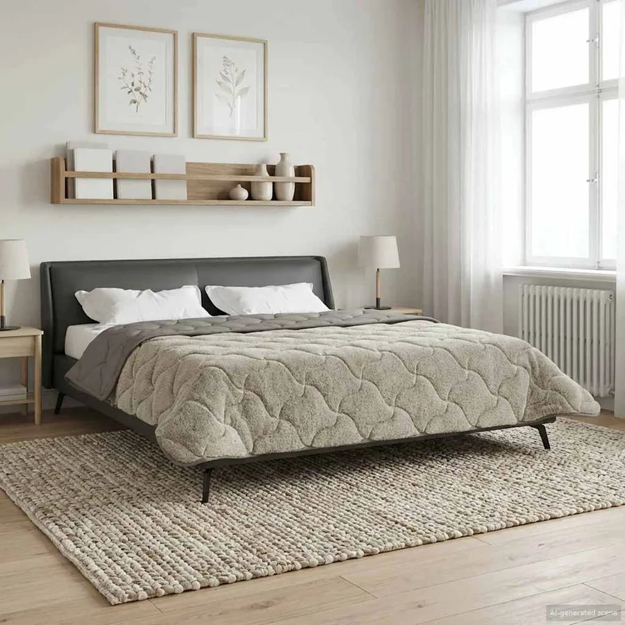 Duvet complet toute l'année Matelassé Gris clair 200 x 240 cm - 5