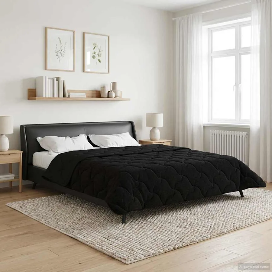 Duvet complet toute l'année Matelassé Noir 240 x 260 cm