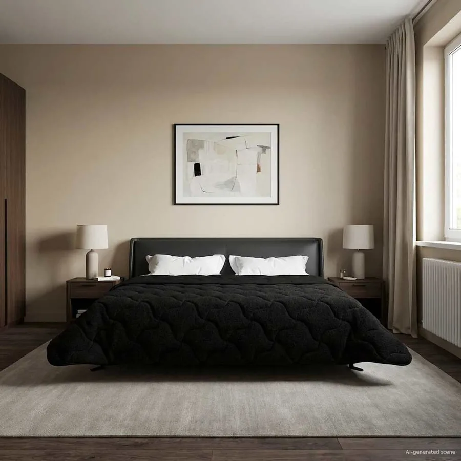 Duvet complet toute l'année Matelassé Noir 240 x 260 cm - 4