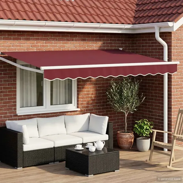 Auvent rétractable Bordeaux 3,5 x 2 m Polyester et métal