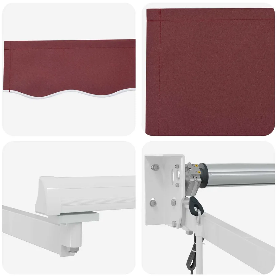 Auvent rétractable Bordeaux 3,5 x 2 m Polyester et métal - 7