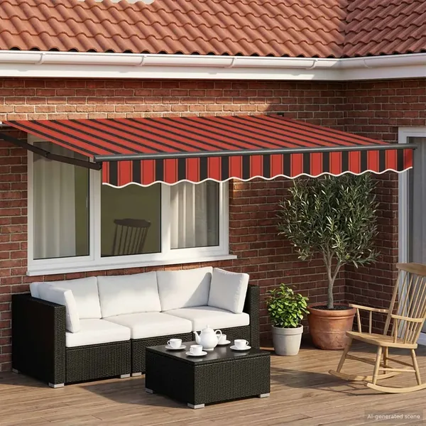 Auvent rétractable Orange, Noir et Jaune 3,5 x 2 m