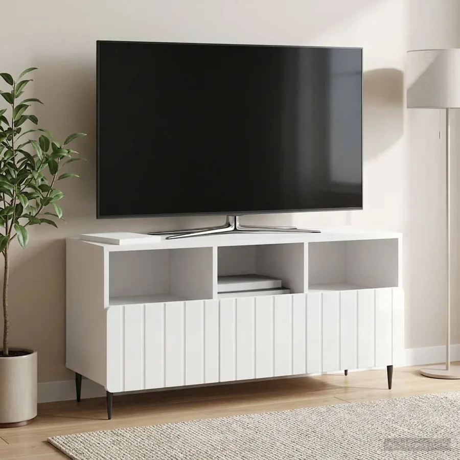 Meuble TV Blanc brillant 102 x 34,5 x 50 cm Bois d'ingénierie