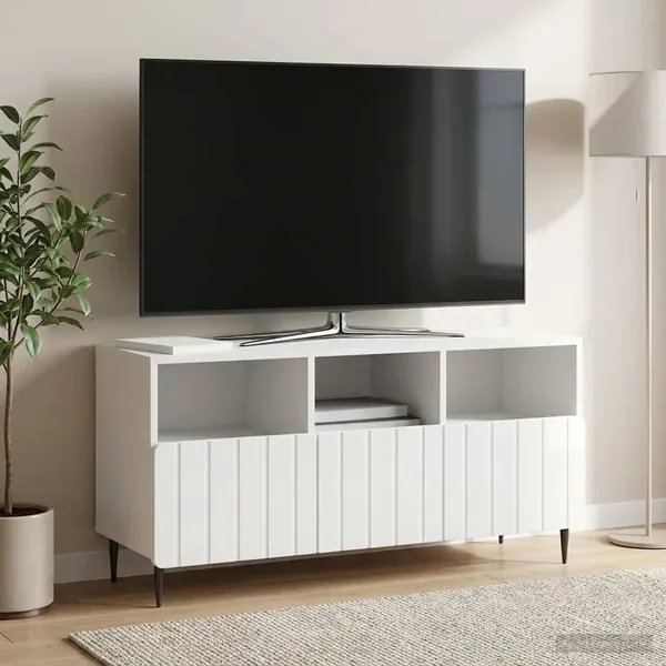 Meuble TV Blanc brillant 102 x 34,5 x 50 cm Bois d'ingénierie