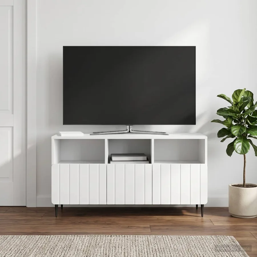 Meuble TV Blanc brillant 102 x 34,5 x 50 cm Bois d'ingénierie - 4