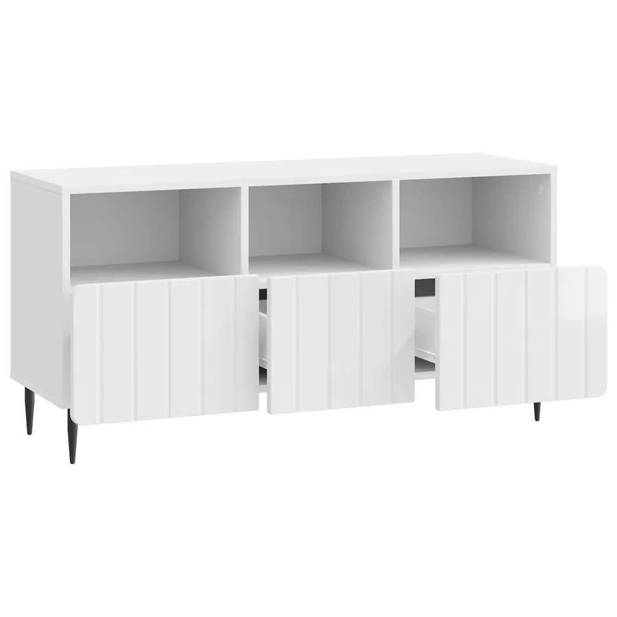 Meuble TV Blanc brillant 102 x 34,5 x 50 cm Bois d'ingénierie - 5